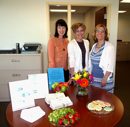 Janet, Becky, and Vikki had cookies and other treats to celebrate their return to Corporate.